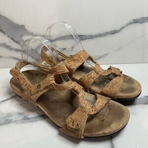 Vionic | Women's Natural Cork Strappy Hook & Loop Paros Comfort Sandals Sz 10